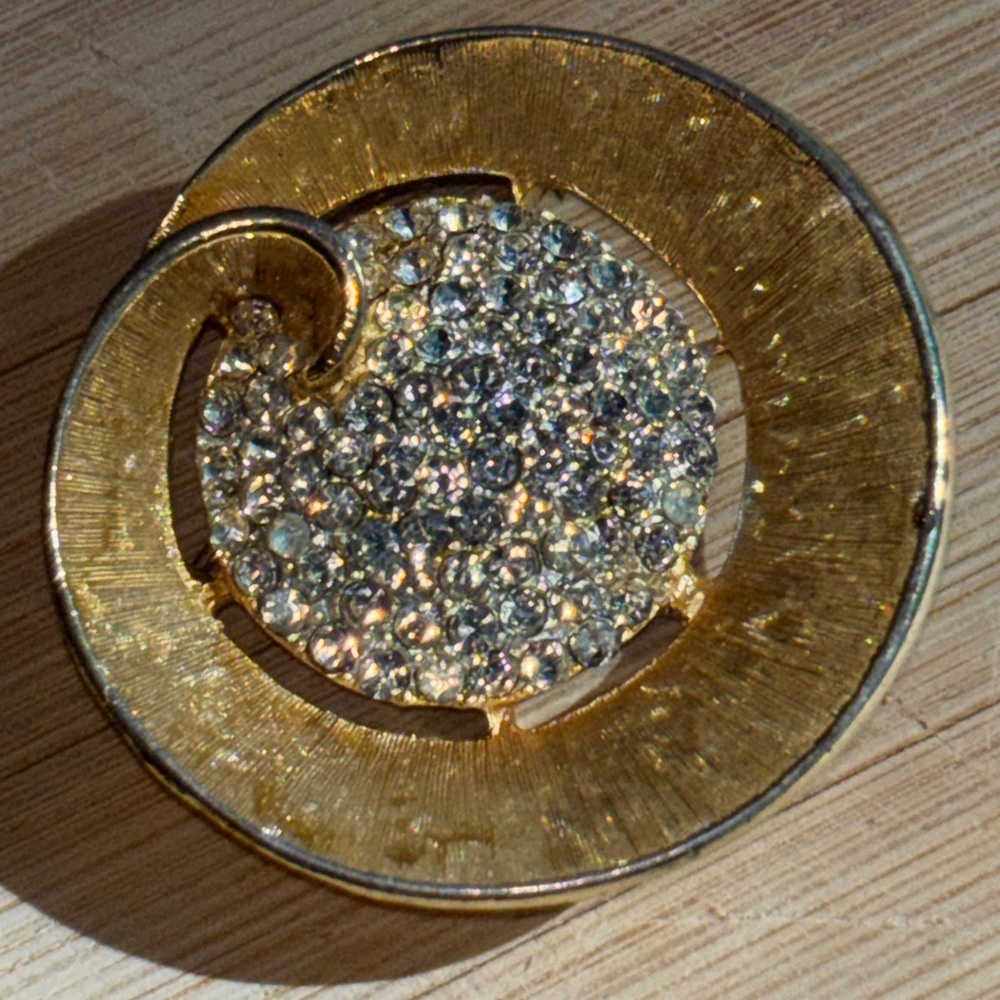 Gold and Silver Rhinestone Brooch